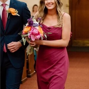 Azazie Berry Midi Dress Ochird color